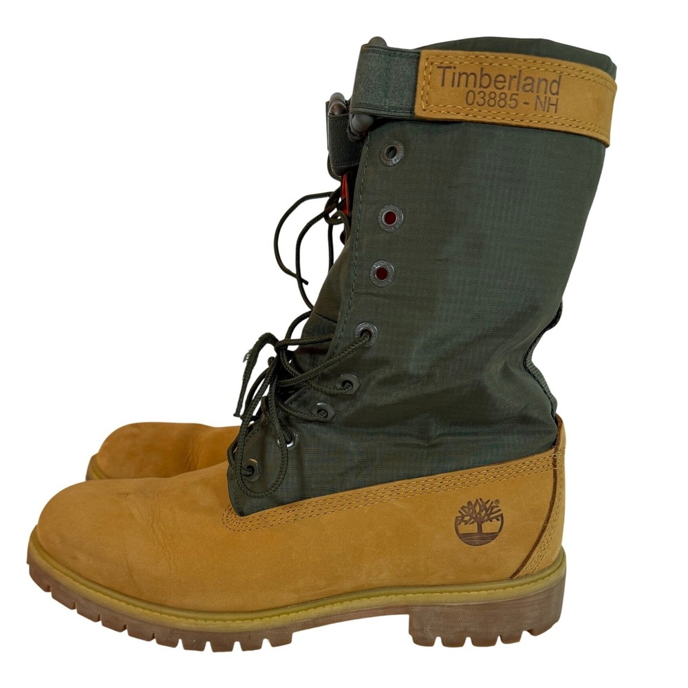 Timberland 8-Inch Premium Waterproof Boots Wheat Olive Green Orange Mens 9.5 - Picture 5 of 8